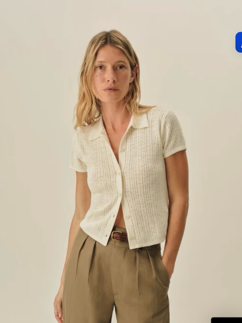 Buck Mason Coastal Linen Pointelle Polo in Soft White